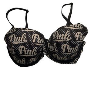 PINK Victoria's Secret Wear Everywhere Super Push-up Bra White Logo  34D